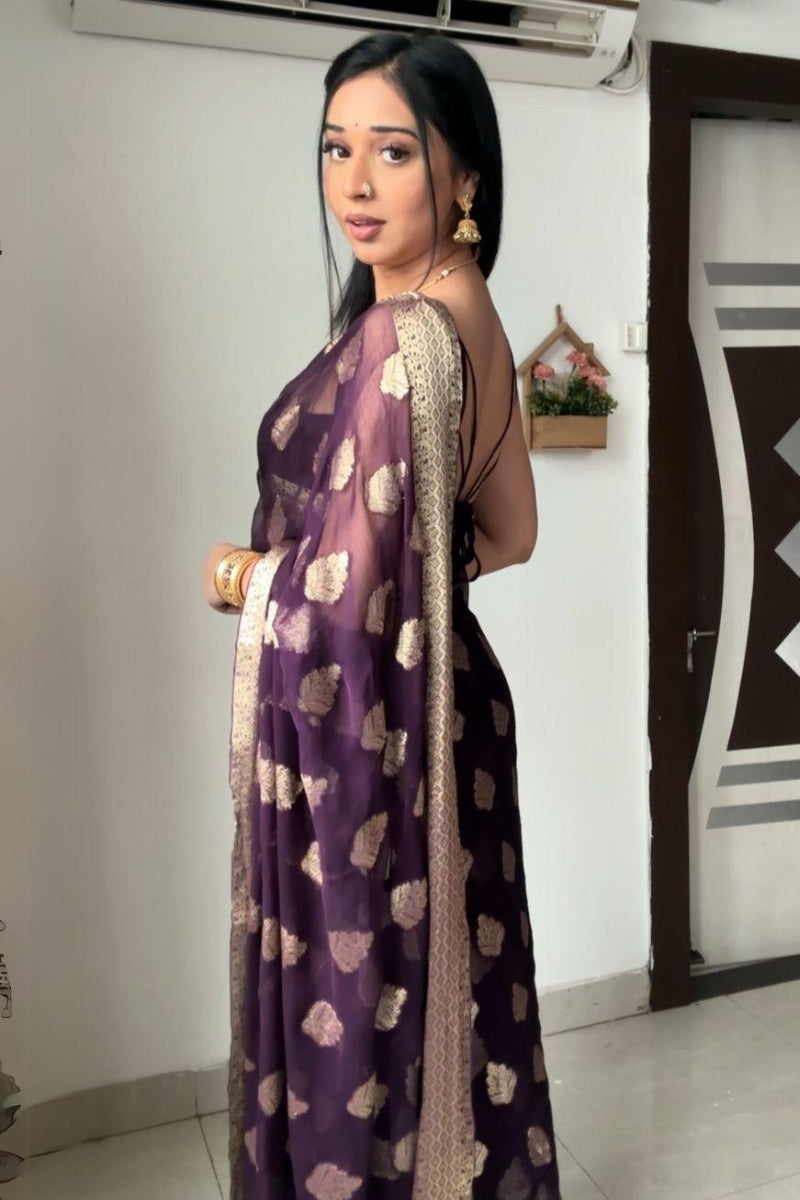 Dark Purple Cotton Silk Saree