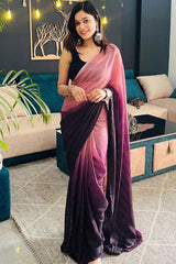 Peach and Wine Georgette Saree