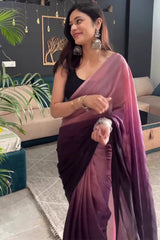 Peach and Wine Georgette Saree