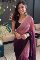 Peach and Wine Georgette Saree