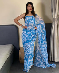 Elevate Your Wardrobe with This Stunning Firozi Georgette Saree