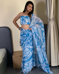 Elevate Your Wardrobe with This Stunning Firozi Georgette Saree
