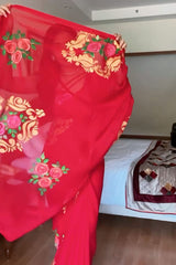 Forbearance Red Georgette Saree