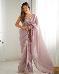 Step Into Opulence with Our Ready To Wear Lavender Crush Silk Saree