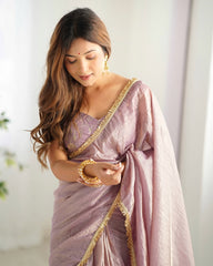 Step Into Opulence with Our Ready To Wear Lavender Crush Silk Saree