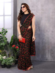 Add Glamour with the Purple Georgette Pre-Stitched Saree