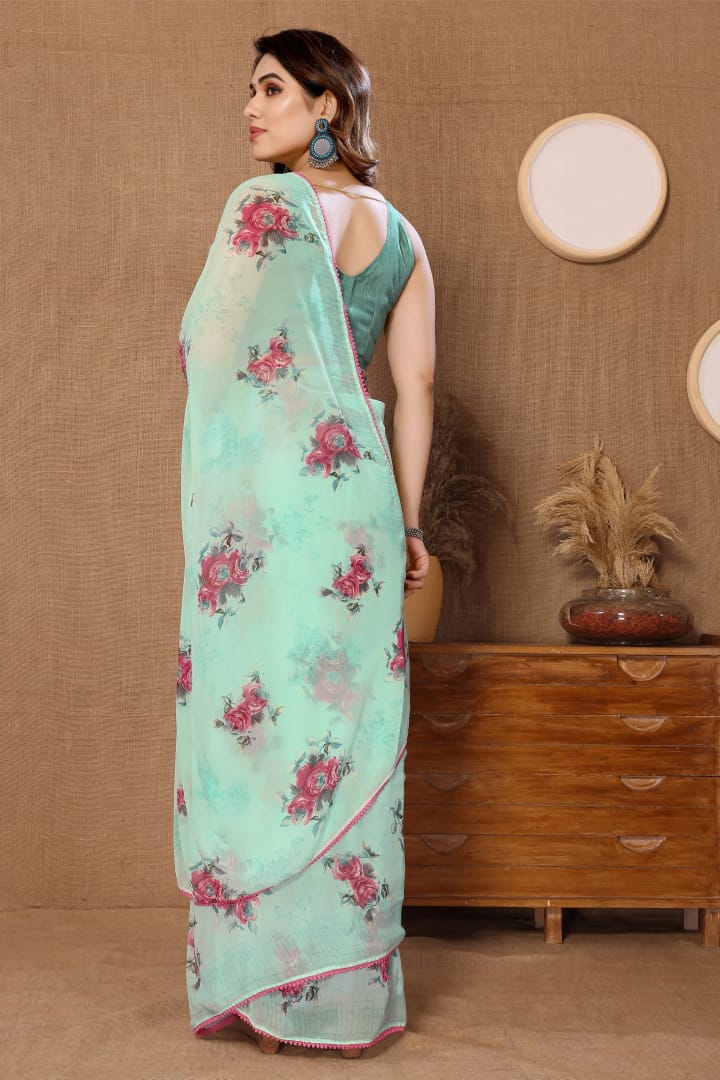 Sea Green Georgette Sarees