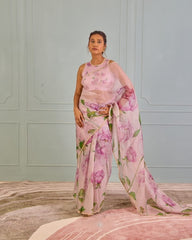 Pink Organza Silk Saree