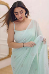Turquoise Georgette Saree