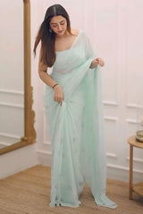 Turquoise Georgette Saree