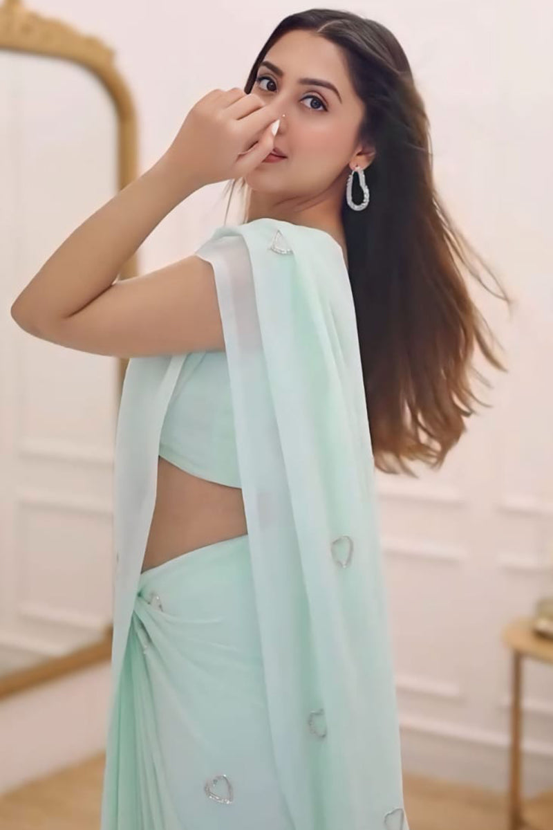 Turquoise Georgette Saree