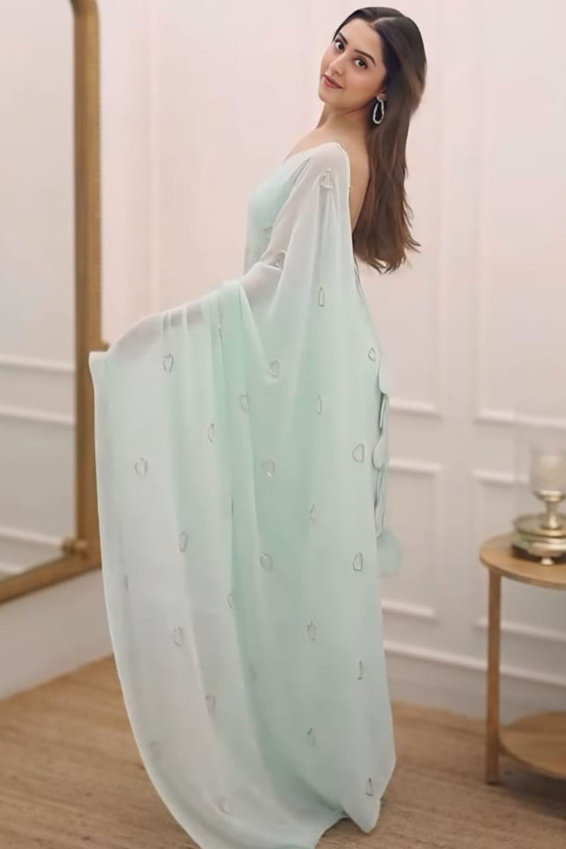 Turquoise Georgette Saree