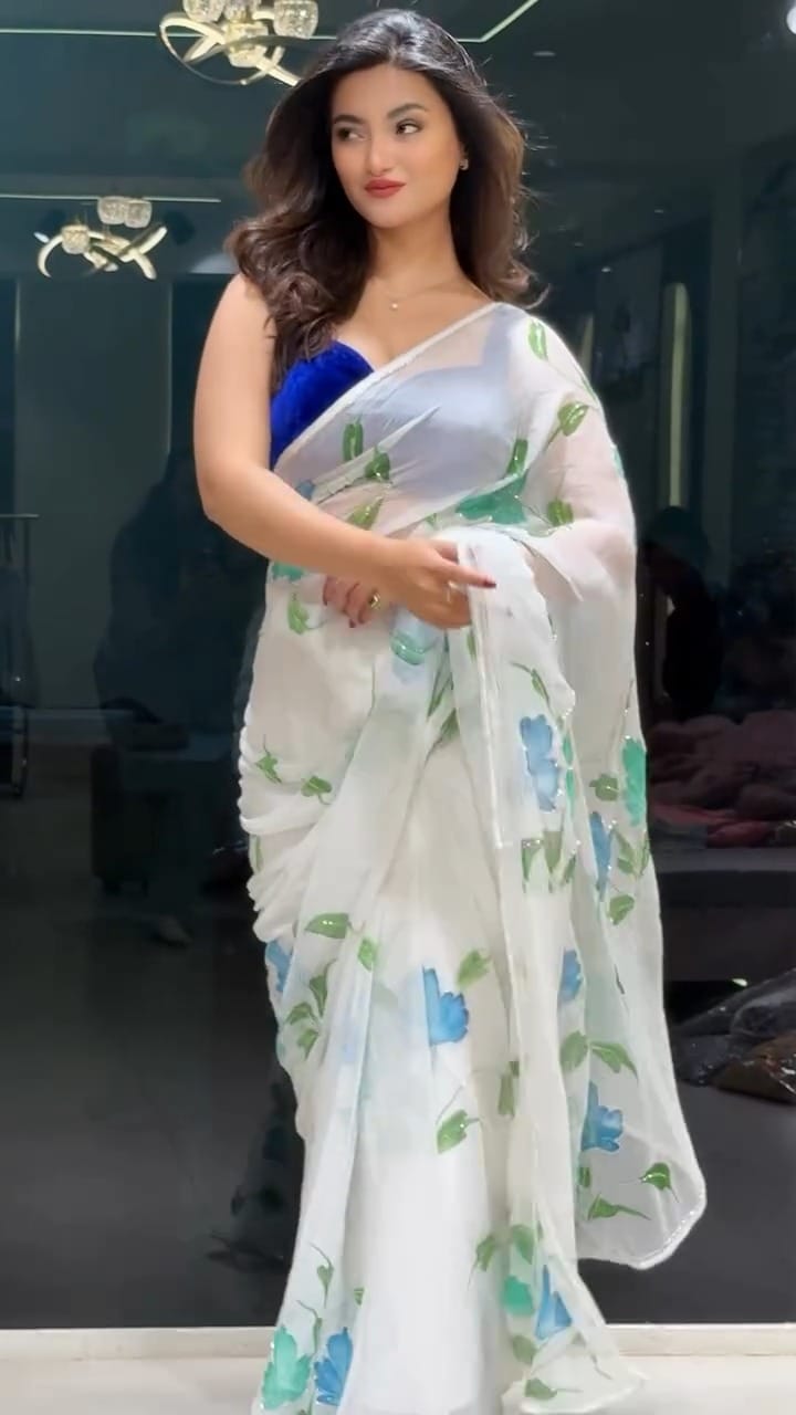 White Georgette Saree