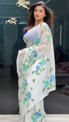 White Georgette Saree