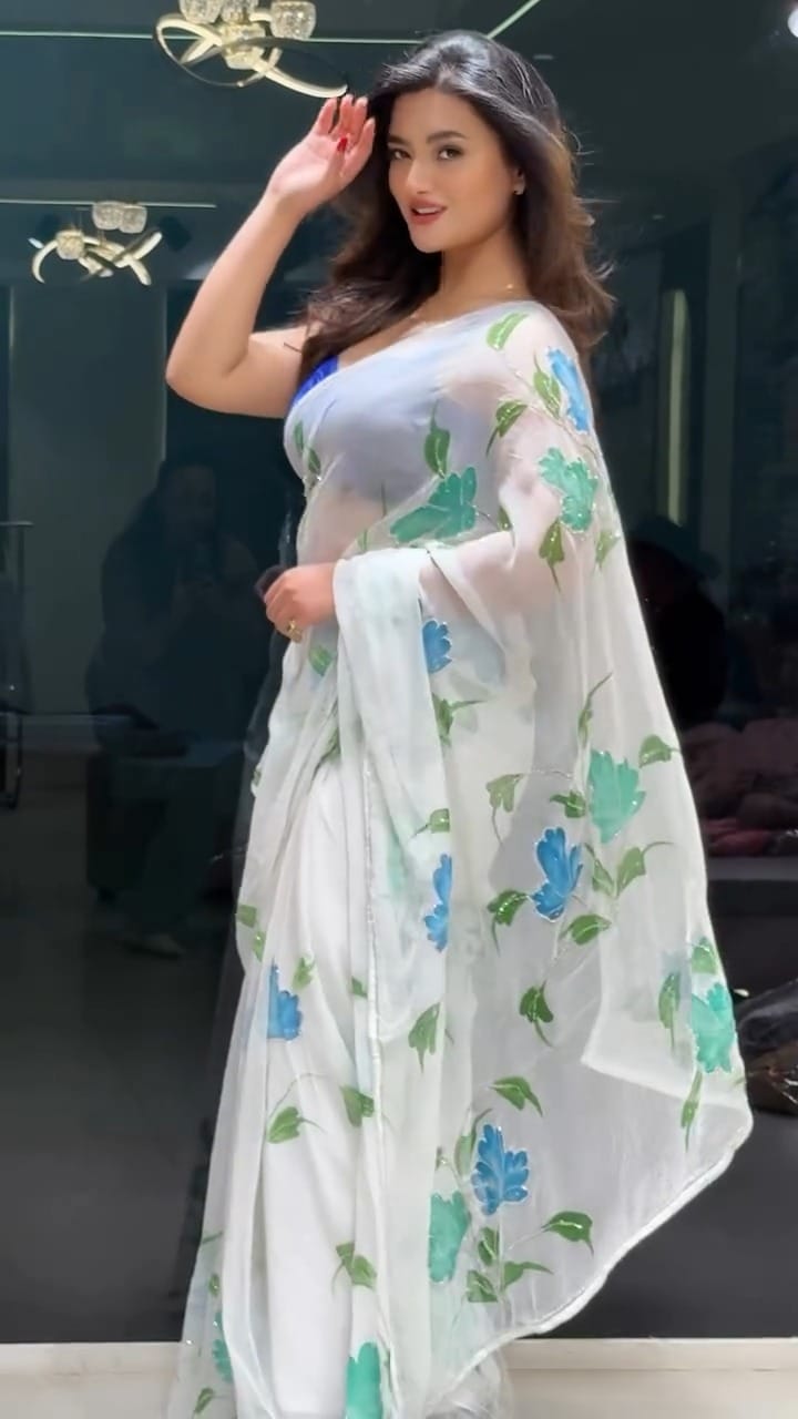 White Georgette Saree