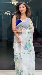 White Georgette Saree