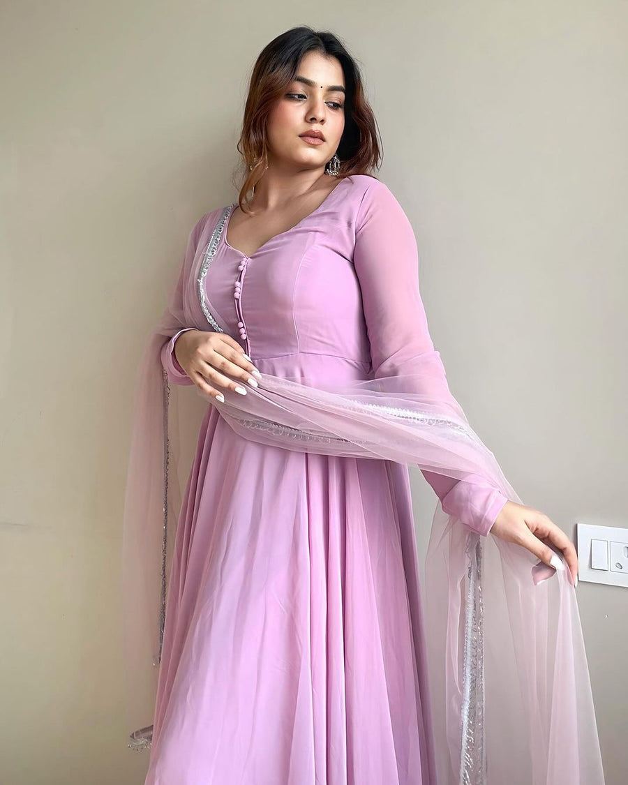 Pure Soft Georgette Plain Anarkali Suit – 3-Piece Set
