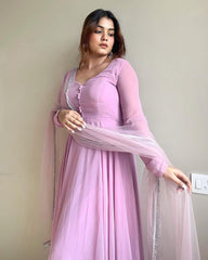 Pure Soft Georgette Plain Anarkali Suit – 3-Piece Set