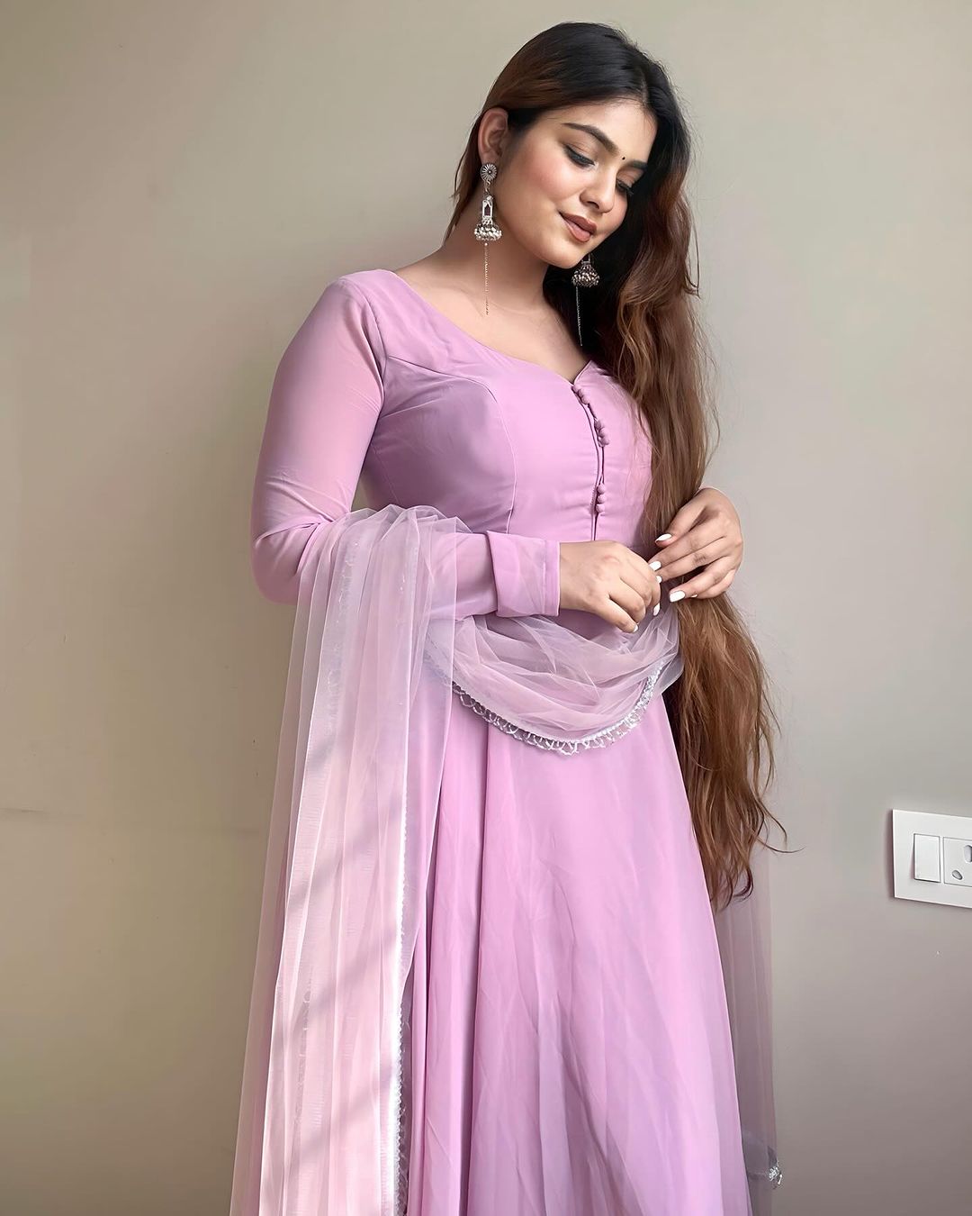 Pure Soft Georgette Plain Anarkali Suit – 3-Piece Set