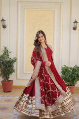 Elegant Faux Blooming Embroidered Gown Set