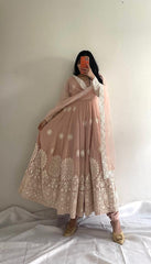 Elegant Fox Georgette Anarkali Suit with Embroidered Sequence Work