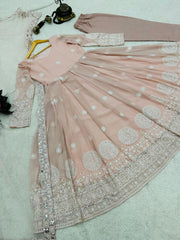 Elegant Fox Georgette Anarkali Suit with Embroidered Sequence Work