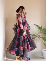 Organza Silk Digital Printed Anarkali Suit Set