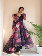 Organza Silk Digital Printed Anarkali Suit Set