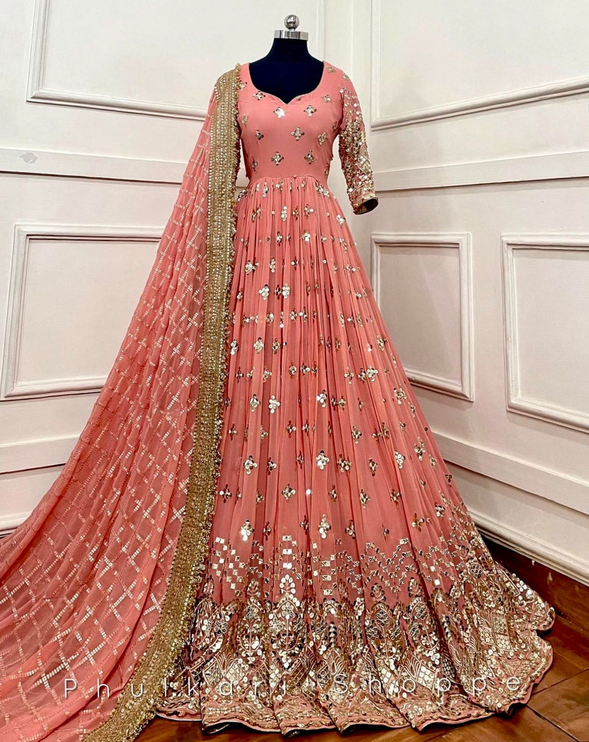 Heavy Fox Georgette Anarkali Suit with 5mm Sequins Embroidery – Elegant 3-Piece Party Set