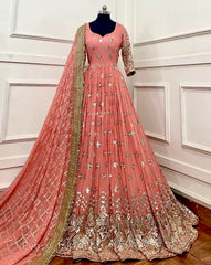 Heavy Fox Georgette Anarkali Suit with 5mm Sequins Embroidery – Elegant 3-Piece Party Set