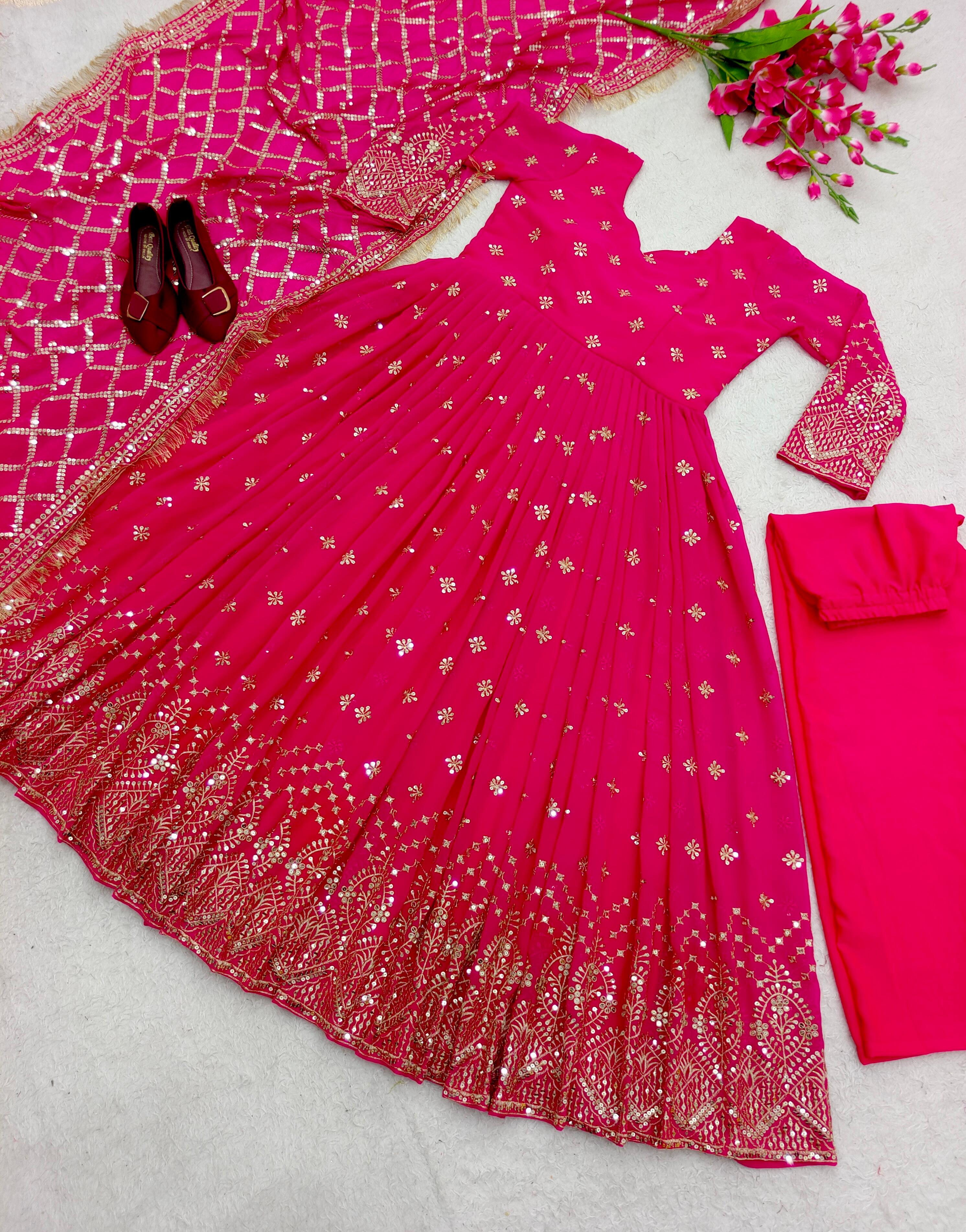 Heavy Fox Georgette Anarkali Suit with 5mm Sequins Embroidery – 3-Piece Party Set