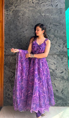 Elegant Georgette Silk Anarkali Suit with Digital Print & Lace Border Dupatta – Party & Function Wear