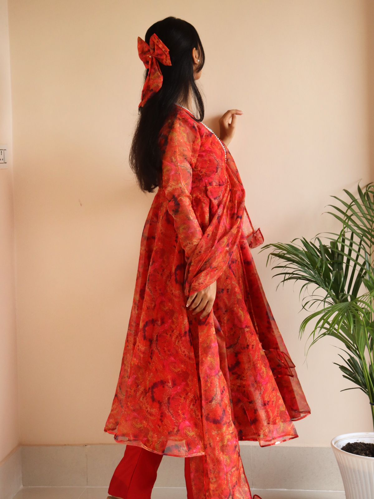 Organza Silk Anarkali Gown Set