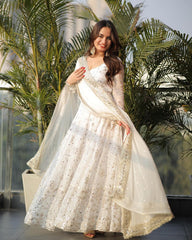 Faux Georgette Anarkali Suit – Thread & 9mm Sequins Work