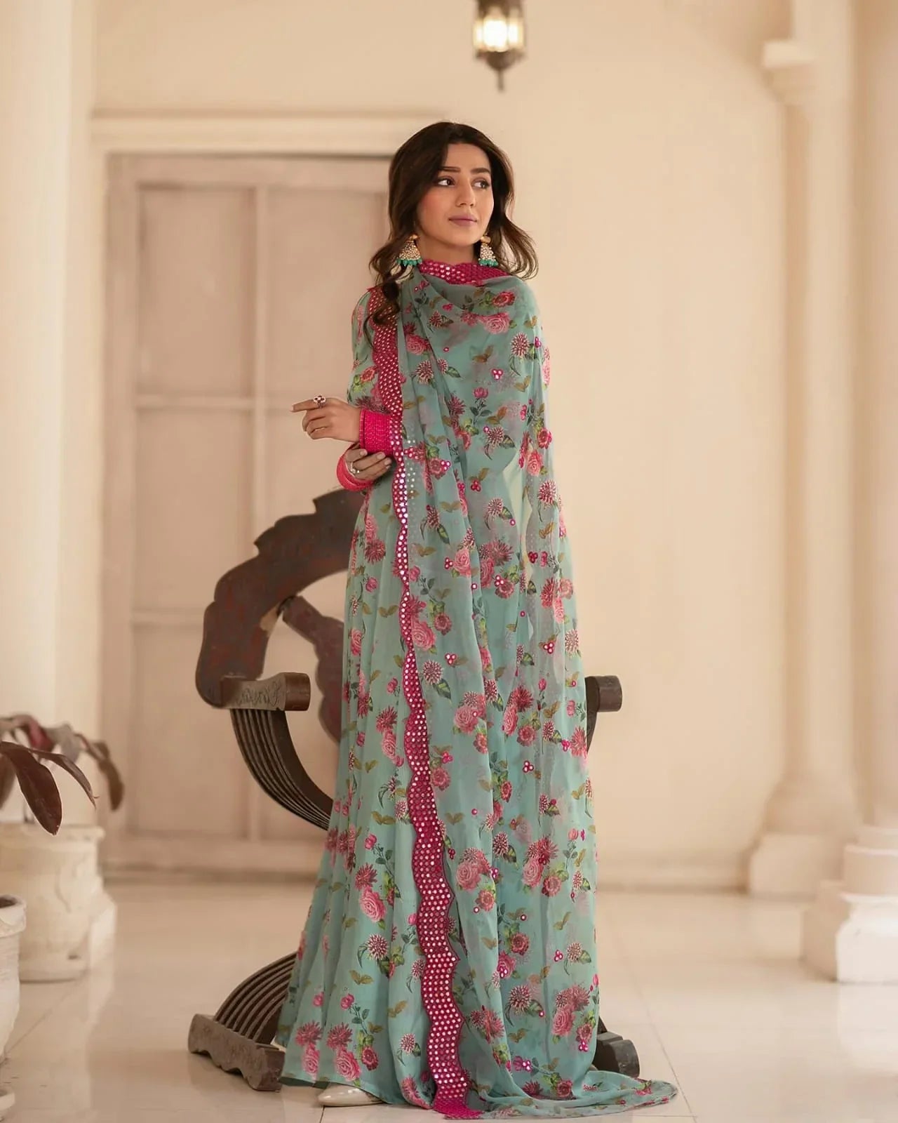Georgette Embroidered Kurta Set with Dupatta