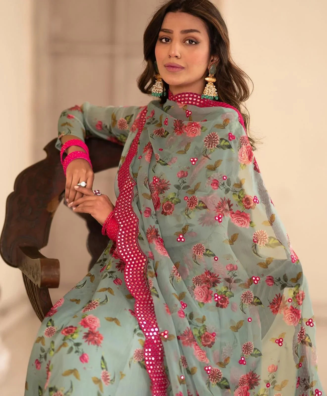 Georgette Embroidered Kurta Set with Dupatta