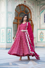Faux Blooming Sequins Embroidered Anarkali Suit – 3-Piece Set