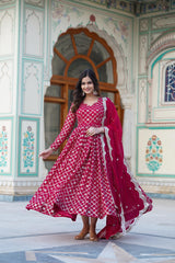 Faux Blooming Sequins Embroidered Anarkali Suit – 3-Piece Set