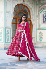 Faux Blooming Sequins Embroidered Anarkali Suit – 3-Piece Set