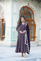 Elegant Faux Blooming Sequins Embroidered Anarkali Suit – 3-Piece Set