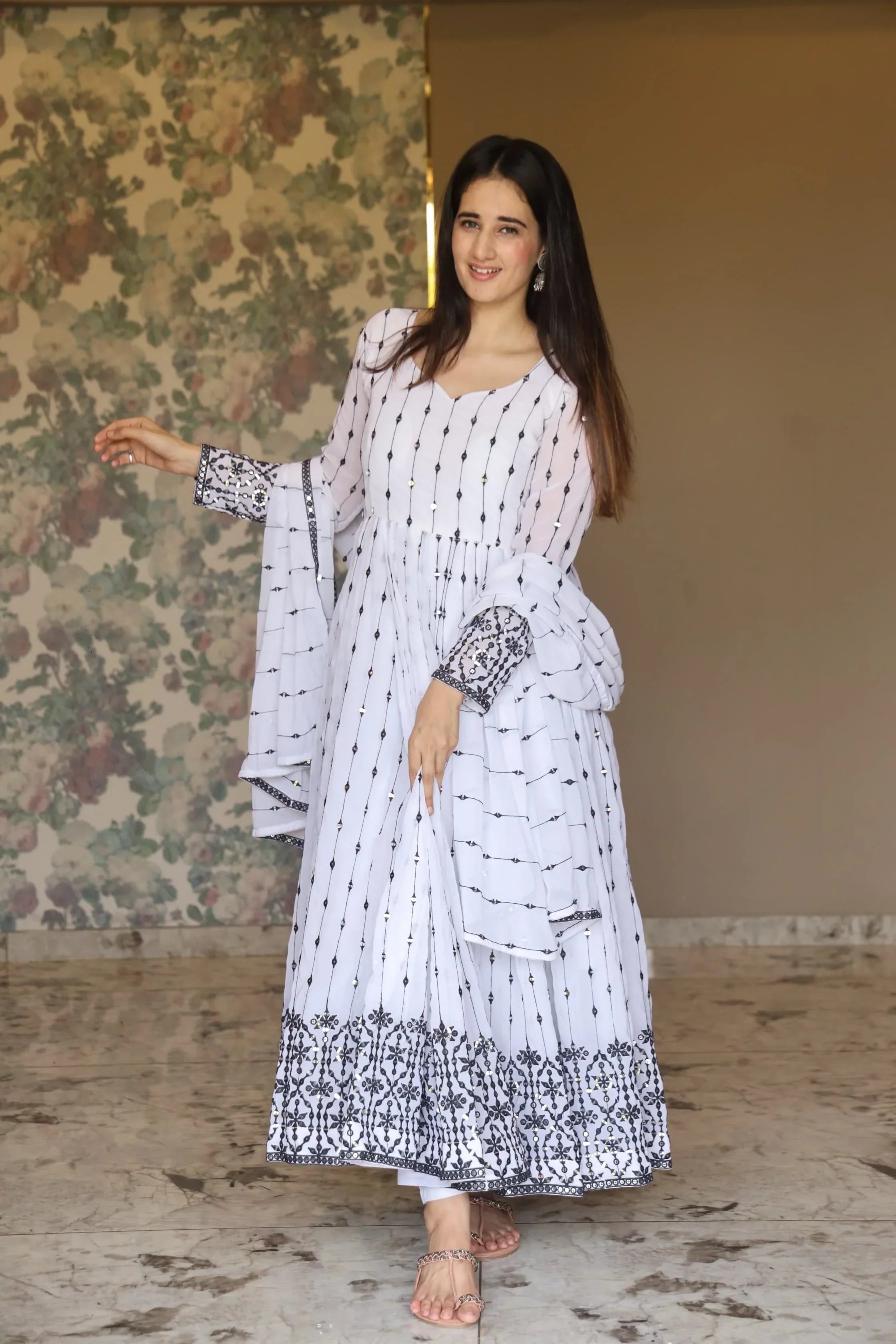 Elegant Georgette Embroidered Kurta Set