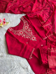 Wedding Wear Pink Embroidered Silk Kurta Set