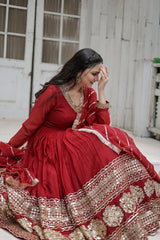 Faux Blooming Kurta Set with Multi-Sequins Embroidery and Micro Cotton Pants