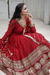 Faux Blooming Kurta Set with Multi-Sequins Embroidery and Micro Cotton Pants