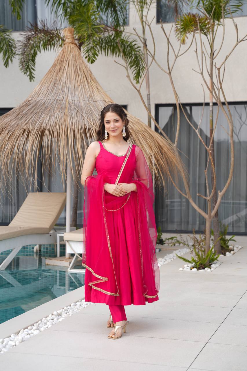 Heavy Pure Romansilk Chanderi Kurta with Soft Nylon Net Dupatta
