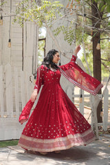 Elegant Faux Blooming Sequined Kurta Set with Micro Cotton Pants