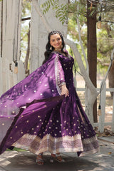 Faux Blooming Sequins Embroidered Kurta Set with Micro Cotton Pants