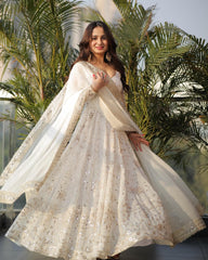 Elegant Faux Georgette Embroidered Kurta Set