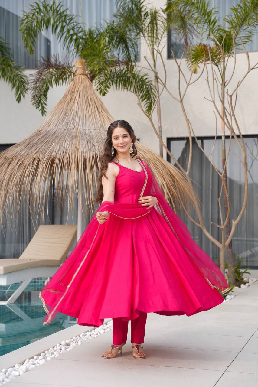 Heavy Pure Romansilk Chanderi Kurta with Soft Nylon Net Dupatta