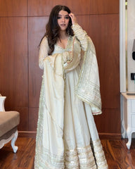 Chinon Silk Kurta Set with Cotton Pants & Dupatta | Elegant Ethnic Wear